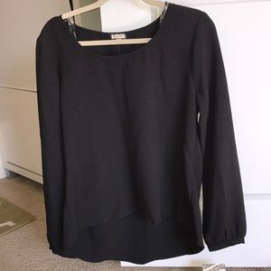Textured hi low black top